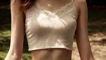 Lingerie Models Pose Sexy Under Cherry Blossom Trees With Barefoot Elegance