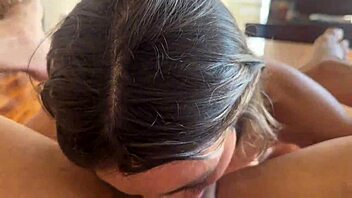 oh man this horny brunette latina sucks my big cock until i cum in her mouth 😈