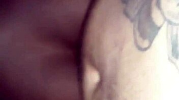 Curious ebony babe with bubble butt contrasts tight grip while fucking massive black monster cock intensely