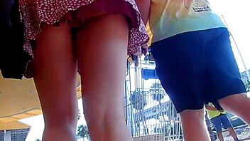 Intense public upskirt captured in slow motion