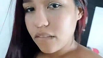 Oh man quick blowjob from cute young brunette in parents room Miami city with big cock