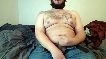 the chubby guy tried a better angle for his solo masturbation session