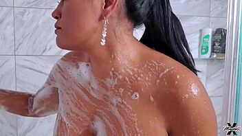 maxine x teases her wet asian pussy with a shave before diving into a wild gangbang session