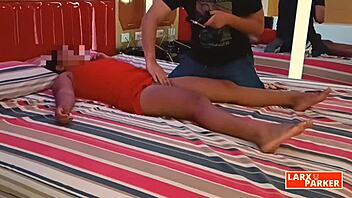 i'm this cute chubby brunette latina getting a full body massage in room casting