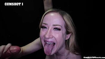 alaina tastes salty cum from gloryhole swallow