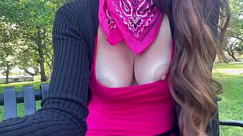 Italian big tits milf Artemisia Love flashing tits in woods with hard nipples waiting to fuck