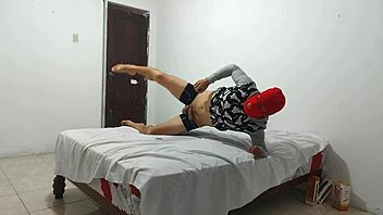 American man attempts solo session with small ugly penis and inflatable toy in homemade casting.