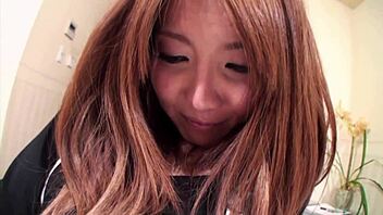 japanese girl yuna hirose takes deepthroat handjob in lingerie stockings fishnets. her hairy pussy gets fingered and fucked doggystyle with anal creampie.