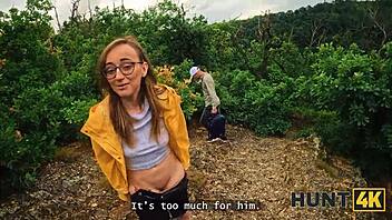 Adorable European teen with natural tits gets picked up in the forest for hardcore pov sex with a stranger