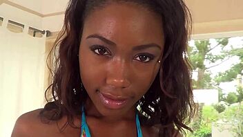 Ebony pornstar Jordin, you're back for more white cock in hardcore blowjob and fucking