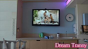 Guy and Girlfriend Join Shemale Nurse Nataly Souza for Anal Threesome