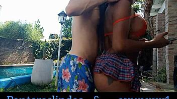 Ebony Crossdresser Ayun Xxx And Latina Panteras Lindas Flirt In Garden Rubbing Bodies Intensely