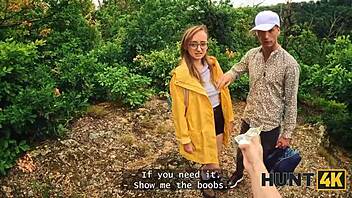 Adorable European teen with natural tits gets picked up in the forest for hardcore pov sex with a stranger