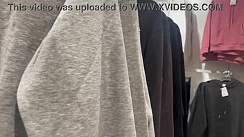 that round latina booty shines through her see-thru leggings in a sneaky voyeur moment