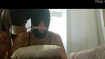 Chairtied Hooded and Ballgagged Milf Takes Monster Cock in All Holes