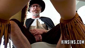 Arab milf joins in turkey pranks and thanksgiving spanks with passionate fucking