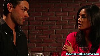 Wow petite Presley Hart gets slammed hard on couch in lingerie with cumshot explosion!