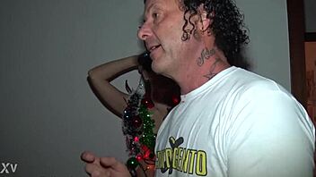 in a wild european orgy, the milf takes double penetration and squirts during the festive christmas chaos