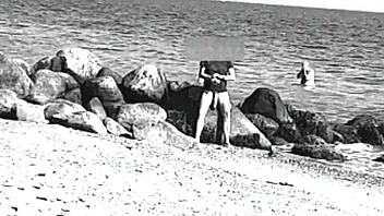 voyeur spots huge cock on nude beach, like whoa it's massive and nudist vibes everywhere, ya know?