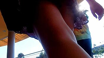 Intense public upskirt captured in slow motion