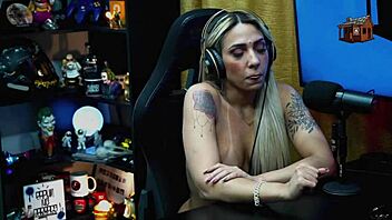 Bruna Lambertini sits naked on Ruan's lap after steamy kiss in outdoor podcast