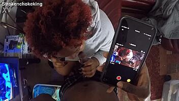 In this BDSM scene, ebony BBW Miss Thicklips gets deep throat training with a monster black cock.