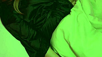 Woman and guy share bed waking to blowjob and cum load on face