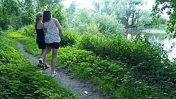 Why Are These Two Sexy Girls Stopping by the Road to Pee in Miniskirts with Golden Rain Flowing