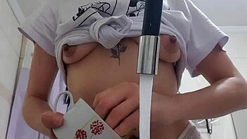 Oh wow, the faxineira is washing dishes with big tits out for mature Latina massage and masturbation sex