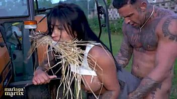 colombian tourist hooks up with italian farmer for rough fucking on tractor