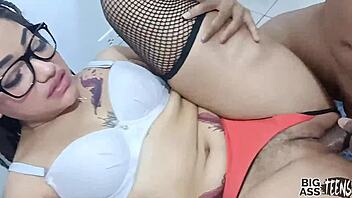 Petite college teen bent over for big black cock doggystyle in homemade video