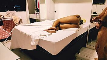 Blonde bodybuilder tempts with footjob leading to juicy anal action until creampie explosion inside