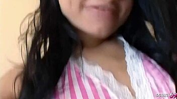 Small tits teen and best friend with saggy natural tits contrast in rough ffm threesome by monster cock