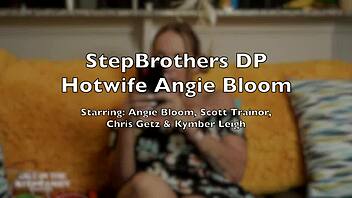 Stepbrothers team up to double penetrate the hot Canadian blonde slut in a wild homemade group session