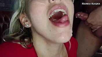 i love how this hot blonde nanda ragna takes multiple cumshots on her face in this sexy blowjob compilation that leaves me breathless and craving more