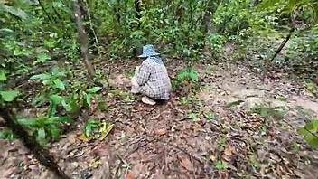 Thai Girl Picks Mushrooms In Forest And Flashes Cute Cosplay Outdoors!