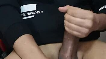 Amateur Guy Moans Loudly While Watching Chaturbate, Leading to Intense Shaking Orgasm with Huge Monster Cock in 4K