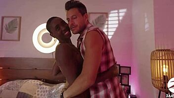 In the bedroom, cuckold boyfriend watches as zaawaadi takes a big black cock in her dripping wet ebony pussy during rough interracial sex.