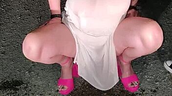 in a casual homemade scene, the mature milf becomes a human urinal in kinky bdsm play with golden shower fetish