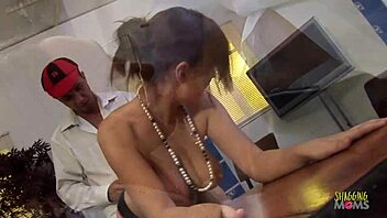 sexy teacher in pantyhose bends over desk for student's big boner fuck and facial