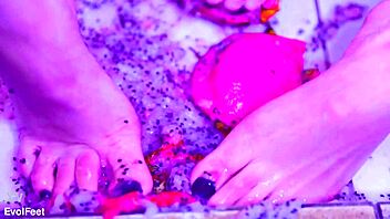 Uh, like bare toes crushin' juicy fruit, ya know, with all that wet and squirting mess everywhere?