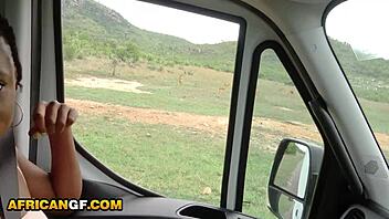 gorgeous ebony girlfriend gets wild with deepthroat blowjob on safari date with american boyfriend