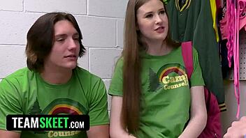 why are we doing this gangbang with the camp counselors ripping clothes for submissive shaved pussy riding?