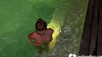 bar encounter leads to intense poolside encounter with mysterious blonde