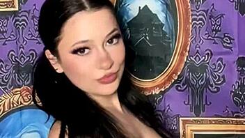 why settle for ordinary when this pigtails goth girl strips bra in haunted house with music and costumes?