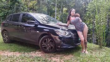 she smokes in the forest while i fuck her hard, then she sucks and pisses