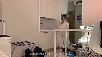 Cum in her wet pussy when she came to share bed - caught jerking off deepthroat and creampie