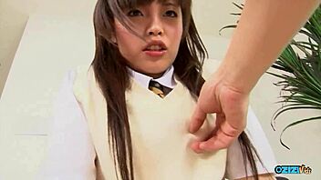 hey check out this small tits girl in uniform getting shaved and fingered tight