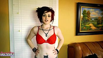 inked cutie marcie dildo fucks her horny twat in lingerie and squirts everywhere 😈💦