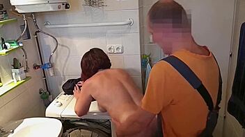 Hey, check out this sexy mature wife getting it on with the repairman while her husband naps
